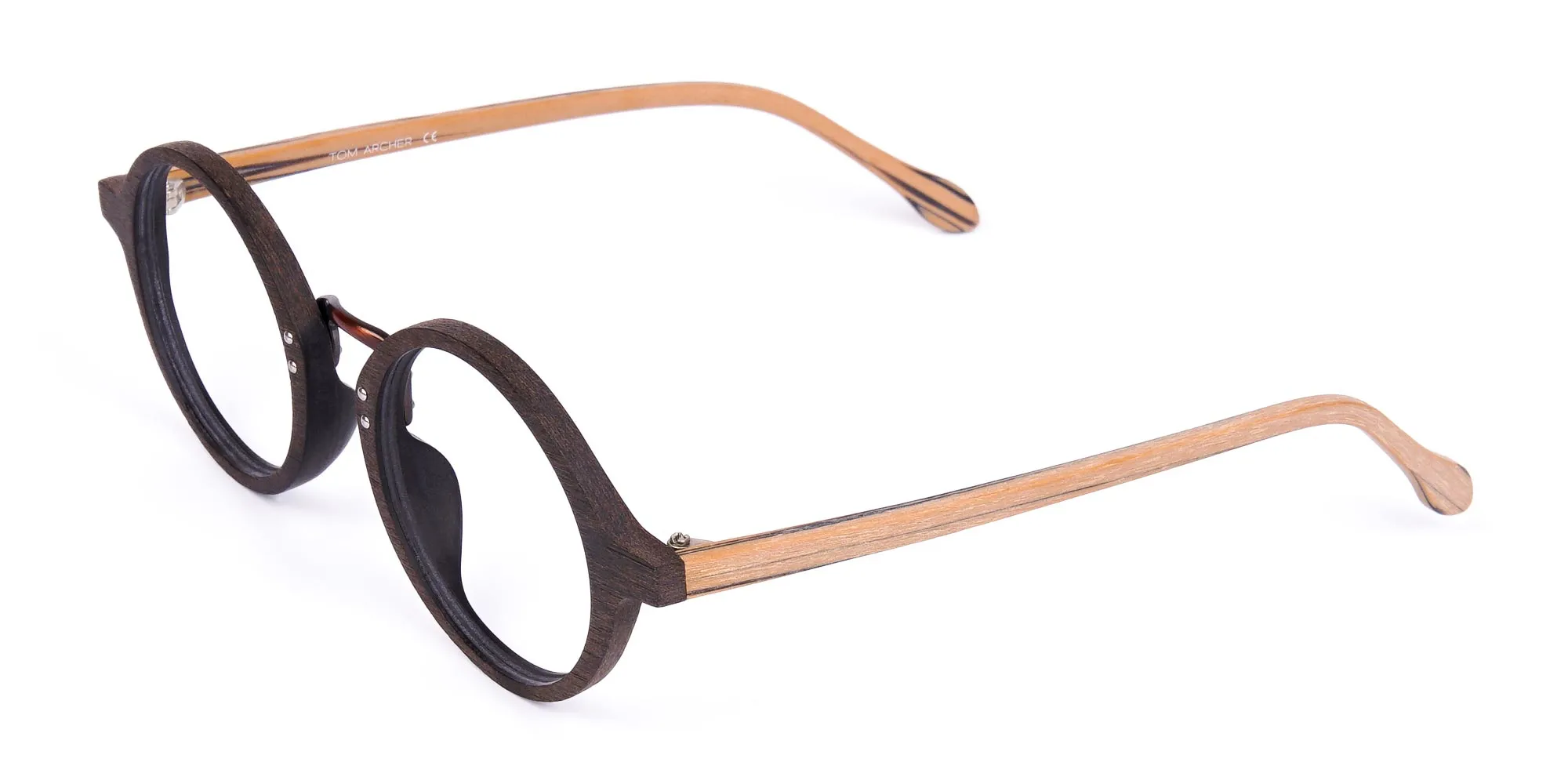 Brown Round Full Rim Wooden Glasses-2