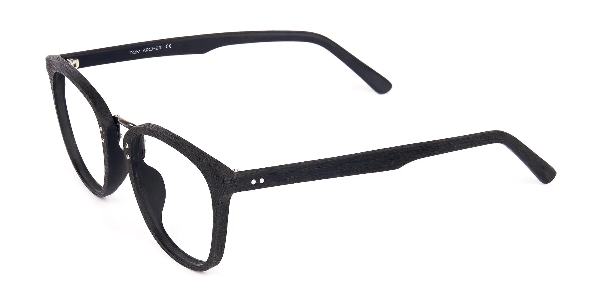 Texture Black Square Wood Rim Glasses-2