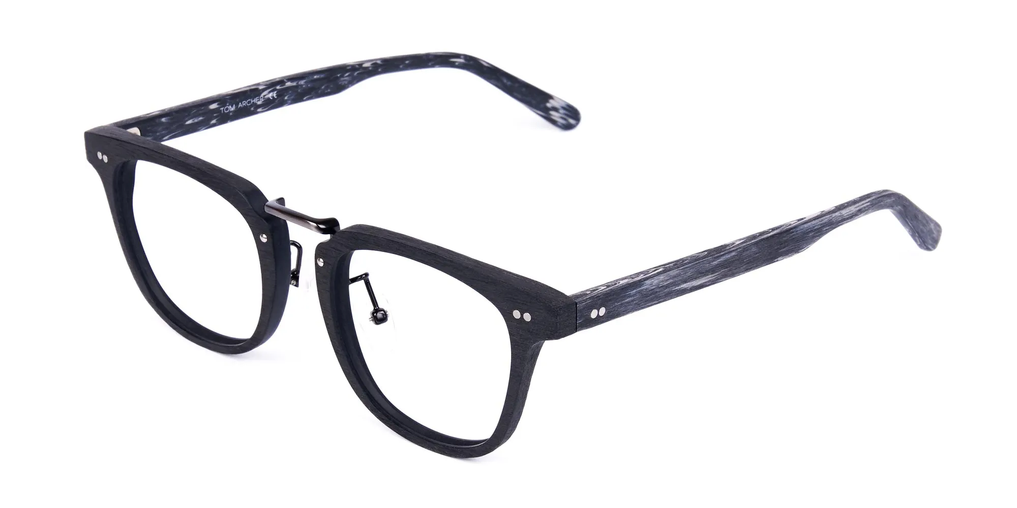 Black Square Full Rim Wooden Glasses-2