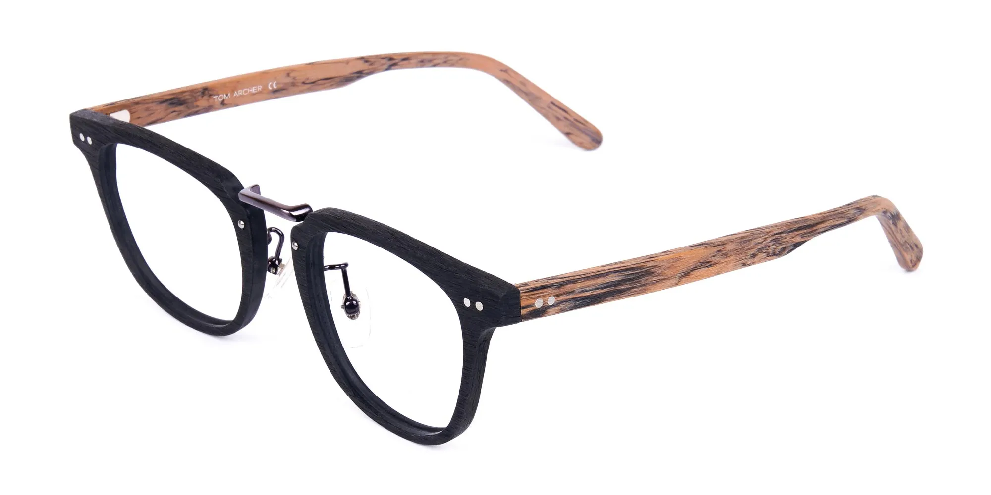 Brown and Black Full Rim Wooden Glasses-2