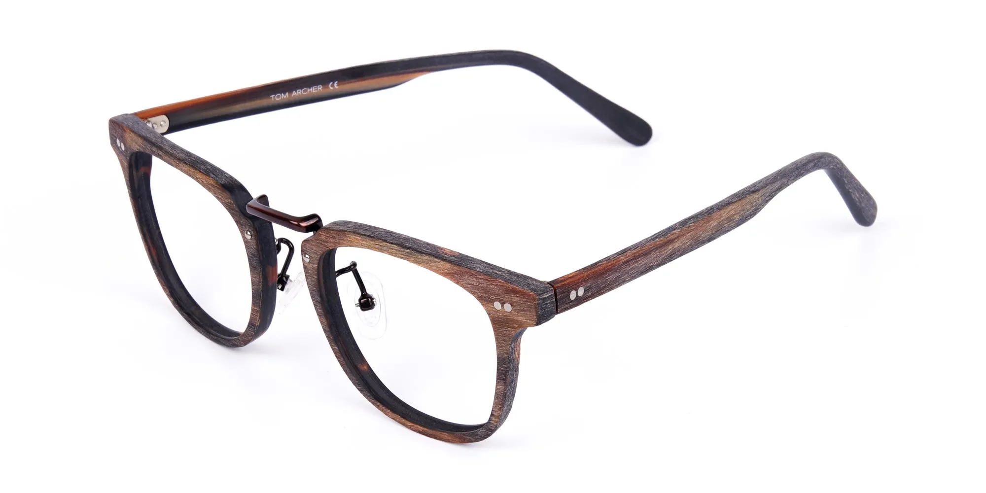 Tortoise Square Full Rim Wooden Glasses-2