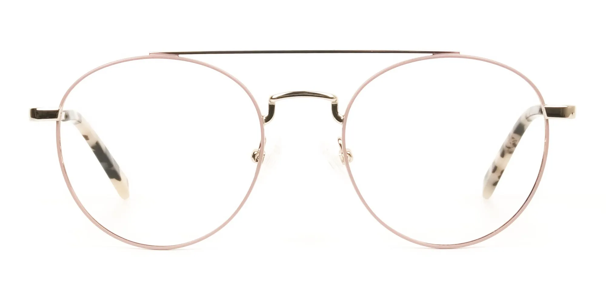 Lightweight Gold, Pink Round Pilot Glasses in Metal  