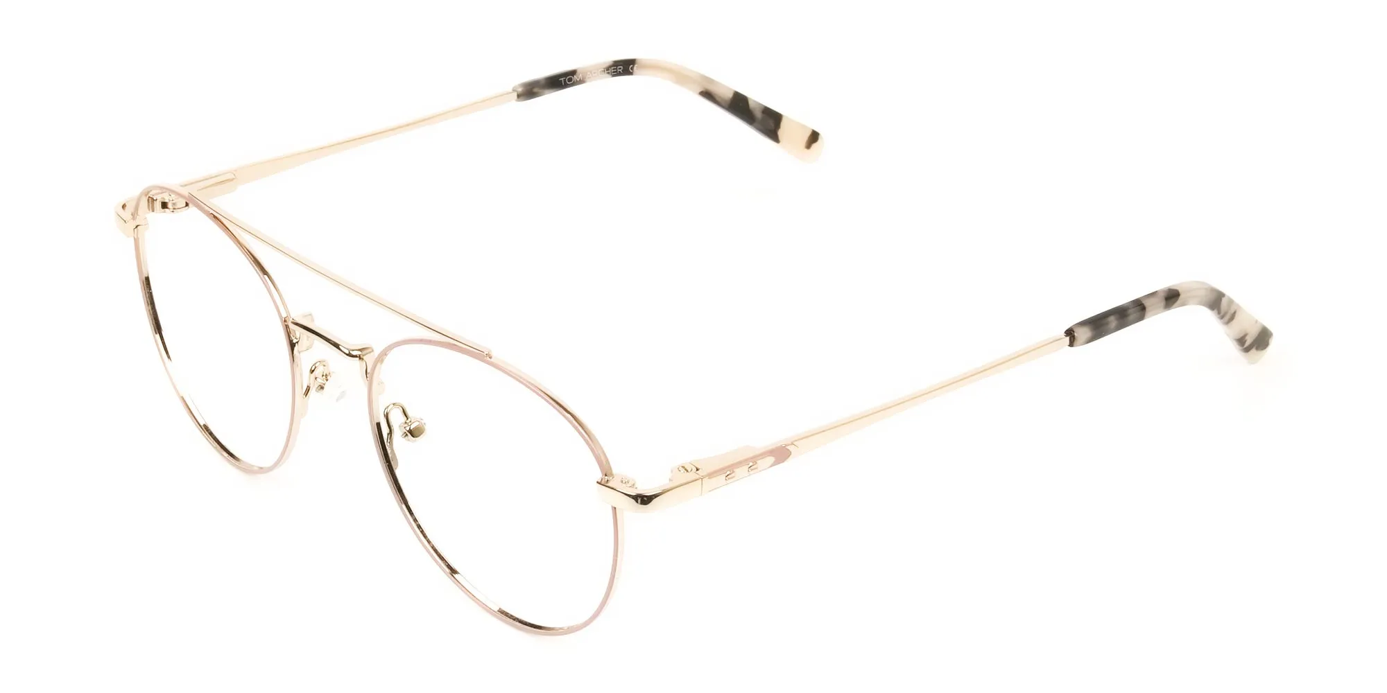 Lightweight Gold, Pink Round Pilot Glasses in Metal  