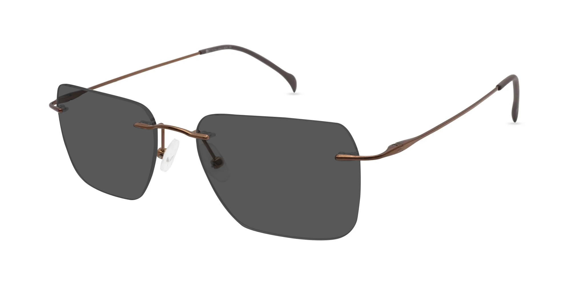 Rimless Sunglasses Brown-1