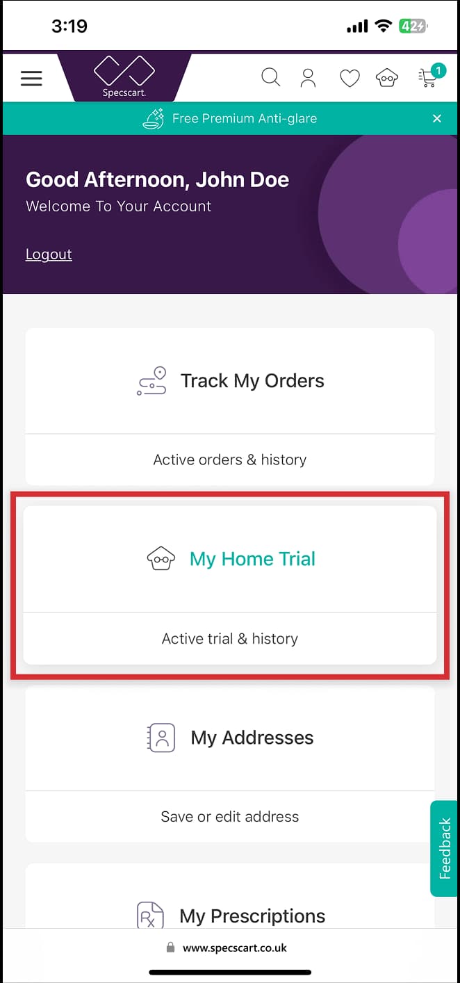 Where can I see my home trial order?