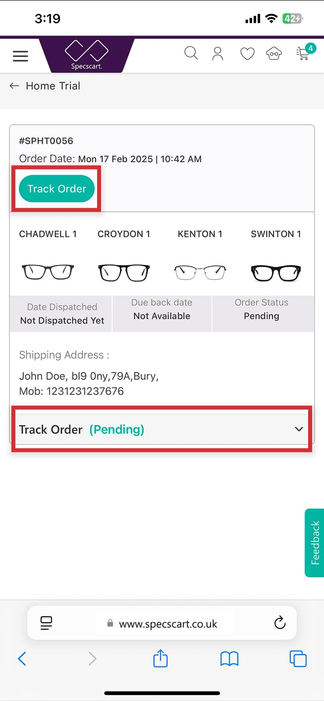 Where can I see my home trial order?