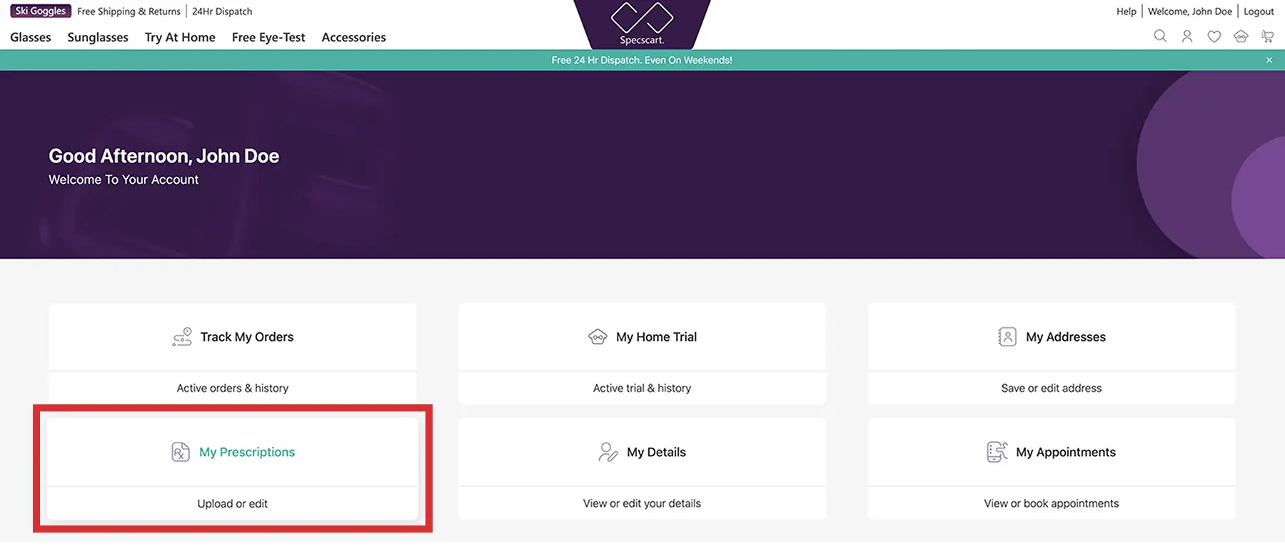 How do I view my saved prescriptions?