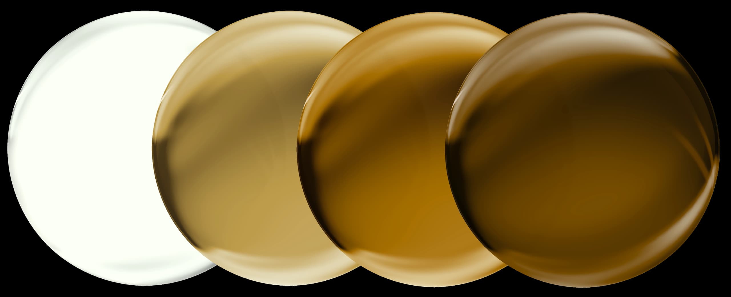 Specscart Transitions lenses shown in four stages of activation, transitioning from perfectly clear indoors to a deep, dark amber tint for outdoor UV protection.