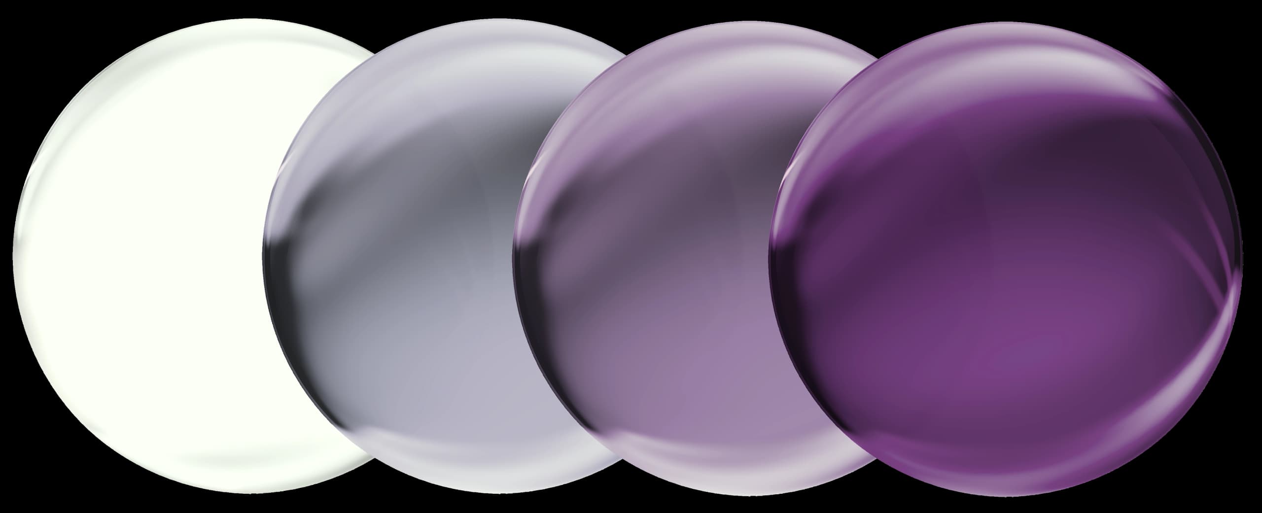 Specscart Transitions lenses shown in four stages of activation, transitioning from perfectly clear indoors to a deep, dark amethyst tint for outdoor UV protection.