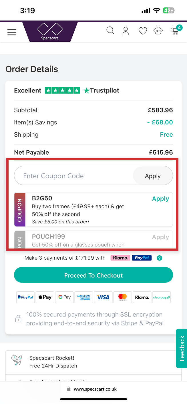 How do I redeem a gift card or discount code?