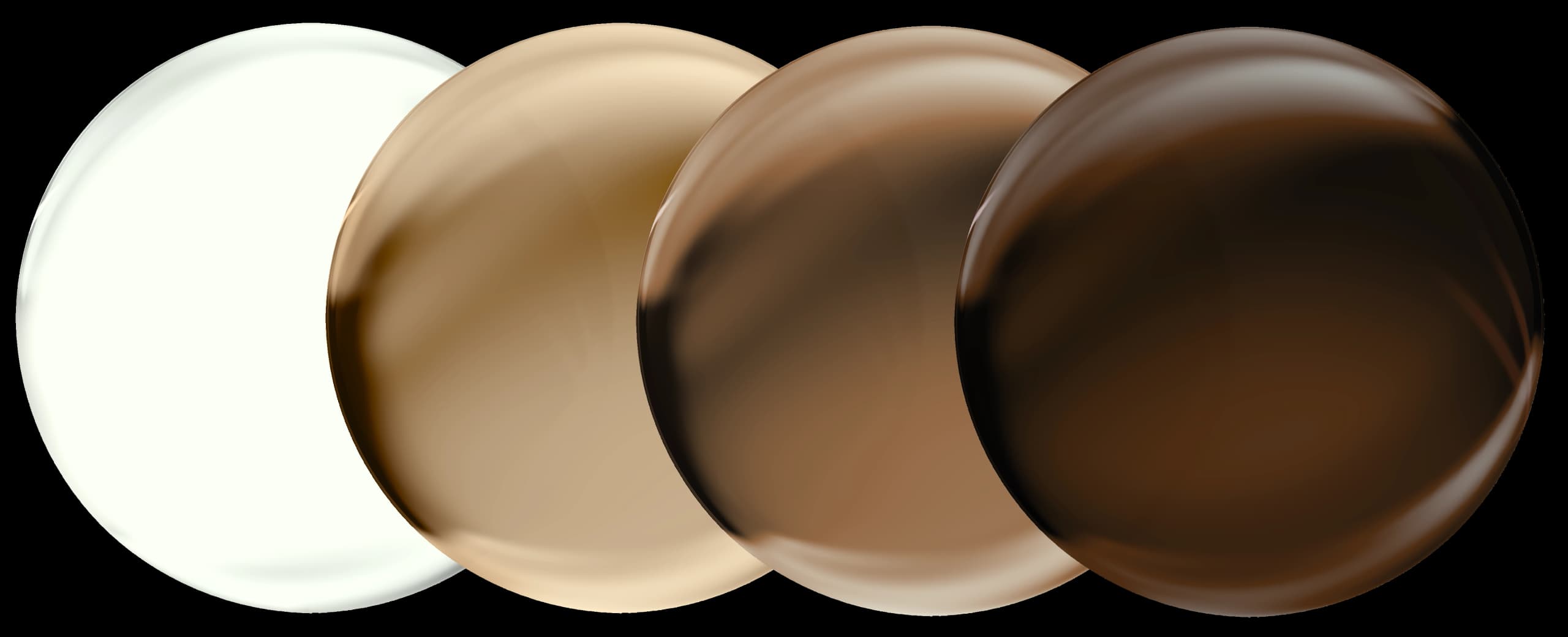 Specscart Transitions lenses shown in four stages of activation, transitioning from perfectly clear indoors to a deep, dark brown tint for outdoor UV protection.