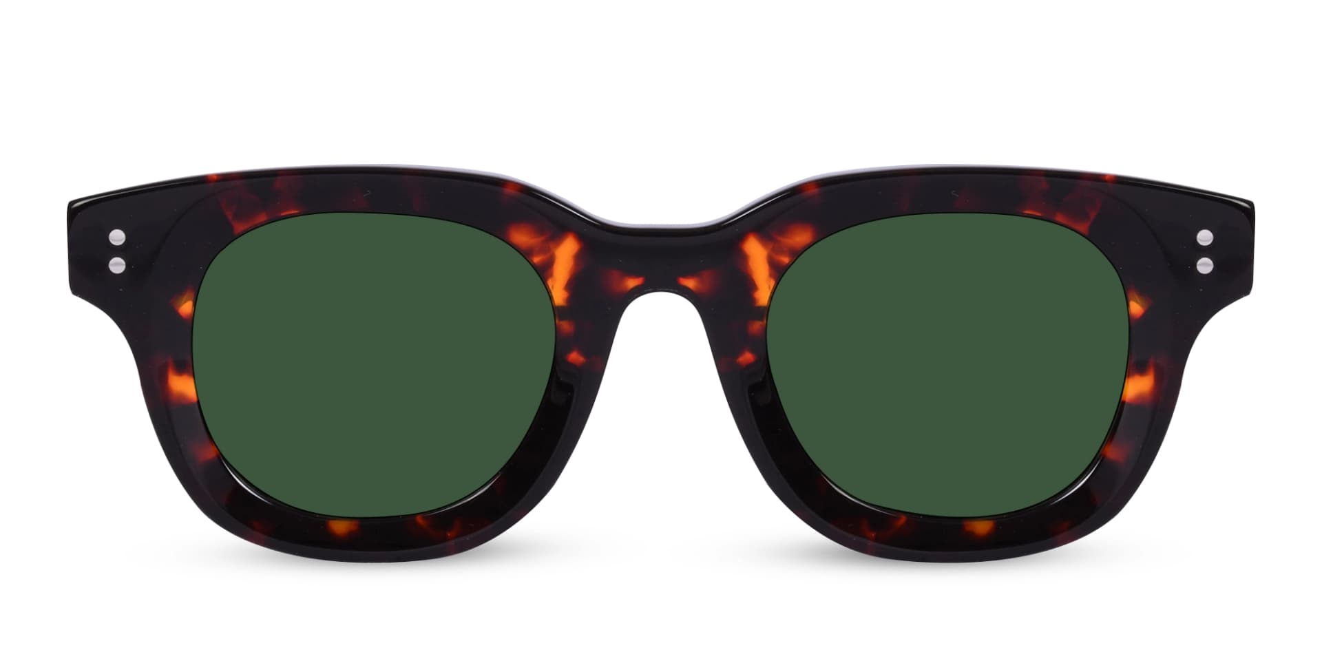 A Frame For Every Game: Three pairs of eyeglasses and sunglasses, two dark-framed sunglasses with green lenses flanking a black-framed pair of eyeglasses, showcasing options for both glasses and sunglasses.