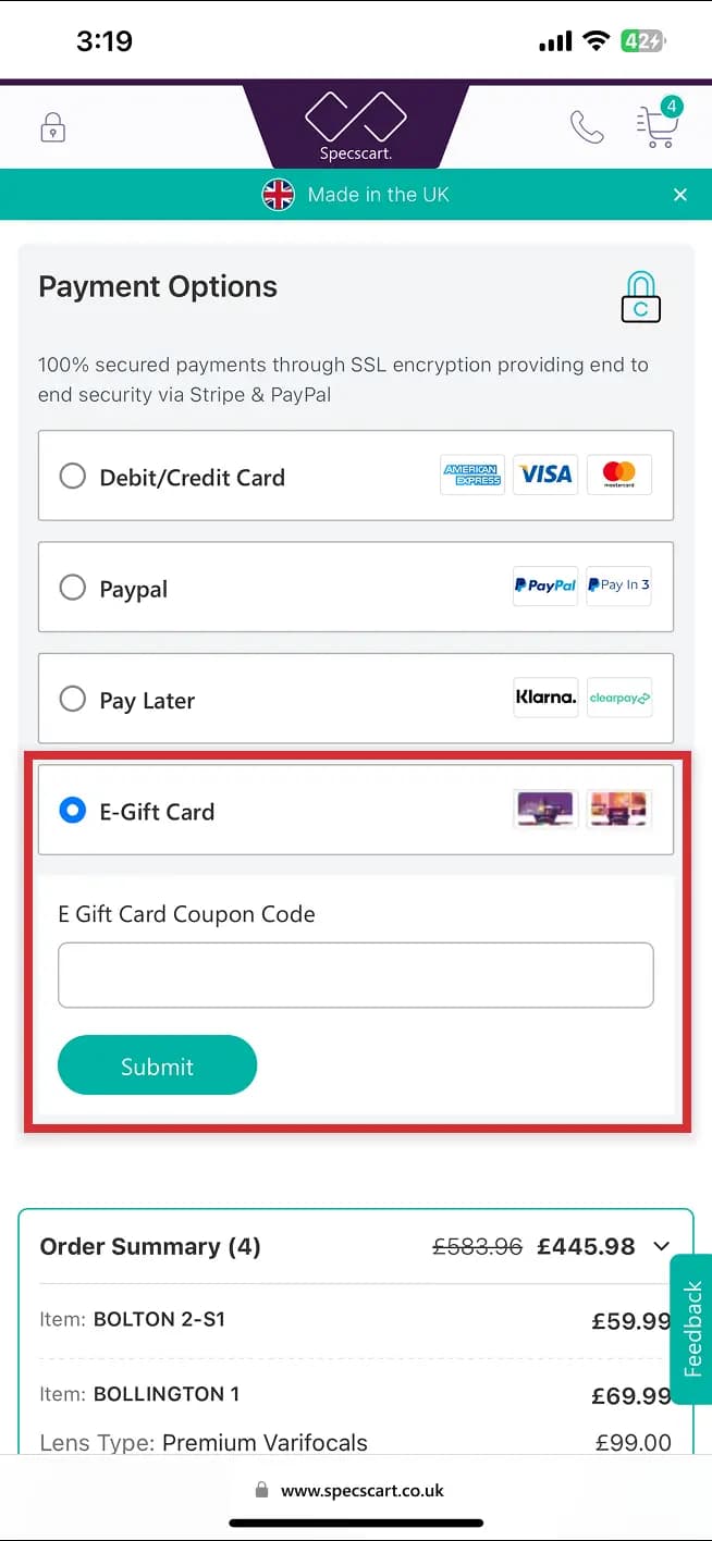 How do I redeem a gift card?