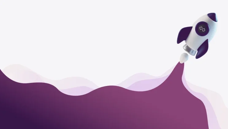 Illustration of a stylised rocket in Specscart branding colours launching upward, trailing a wave of purple behind it. The image visually represents Specscart’s free 24-hour dispatch service powered by Specscart Rocket.