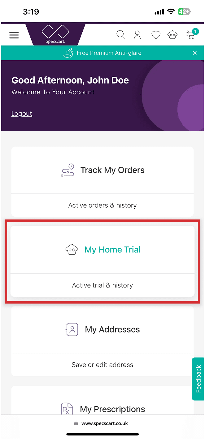 Where can I see my home trial order?