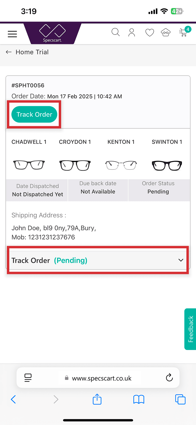Where can I see my home trial order?