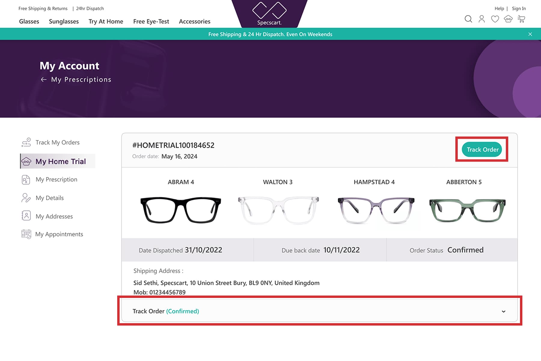 Where can I see my home trial order?