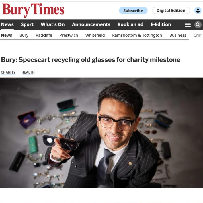 Bury: Specscart recycling old glasses for charity milestone