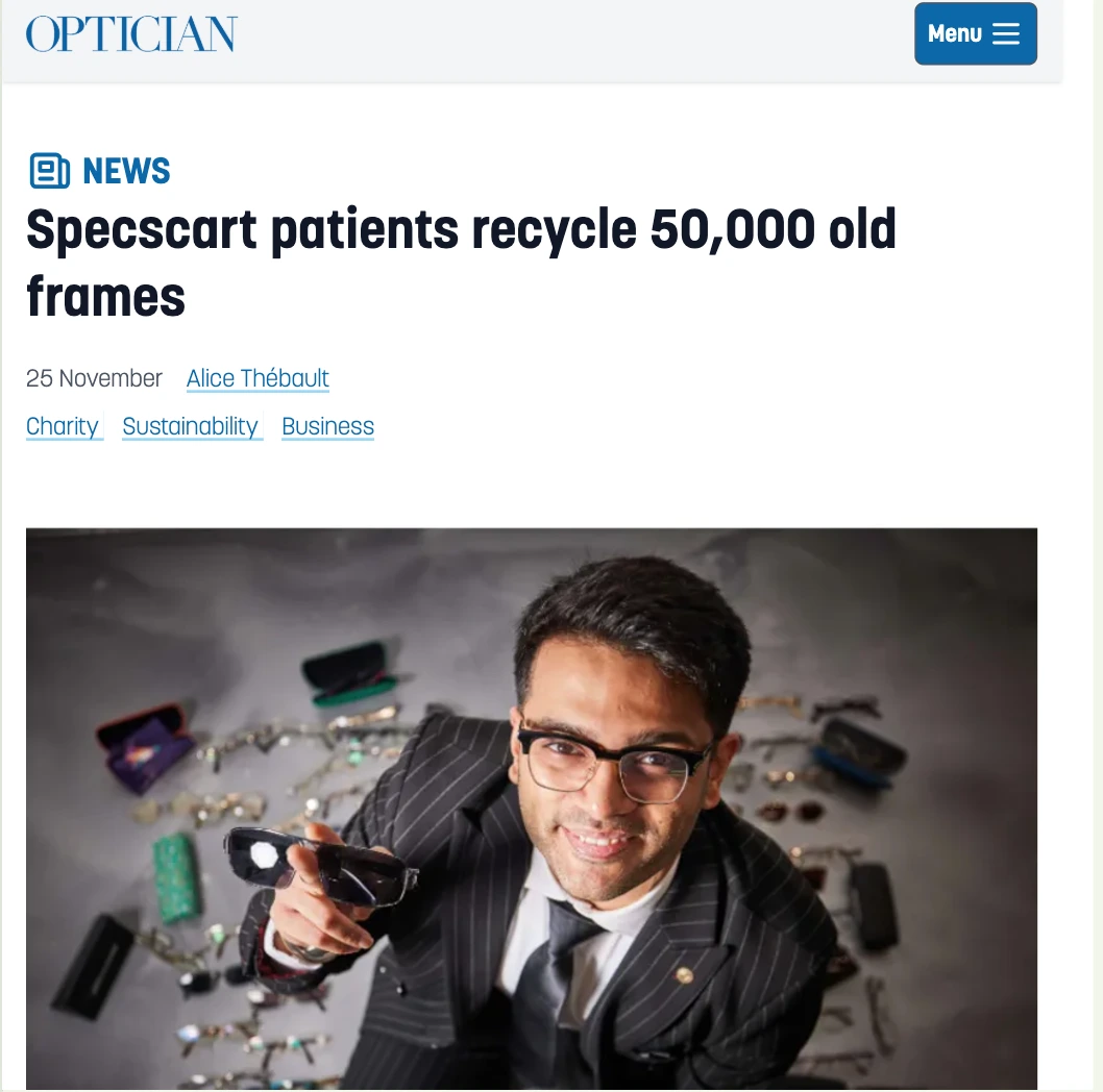 Specscart patients recycle 50,000 old frames