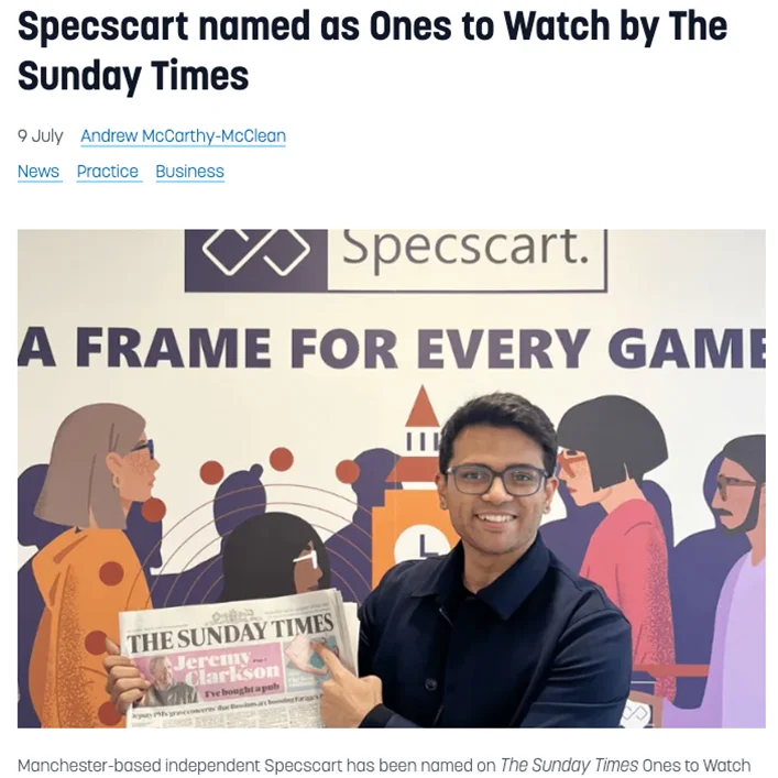 Specscart named as Ones to Watch by The Sunday Times