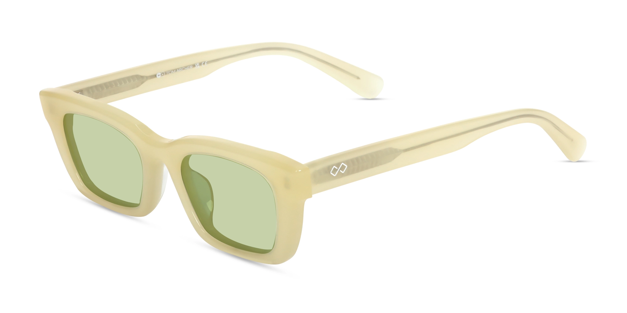 Rich Cream Acetate Full-Rim Rectangle Sunglasses-1