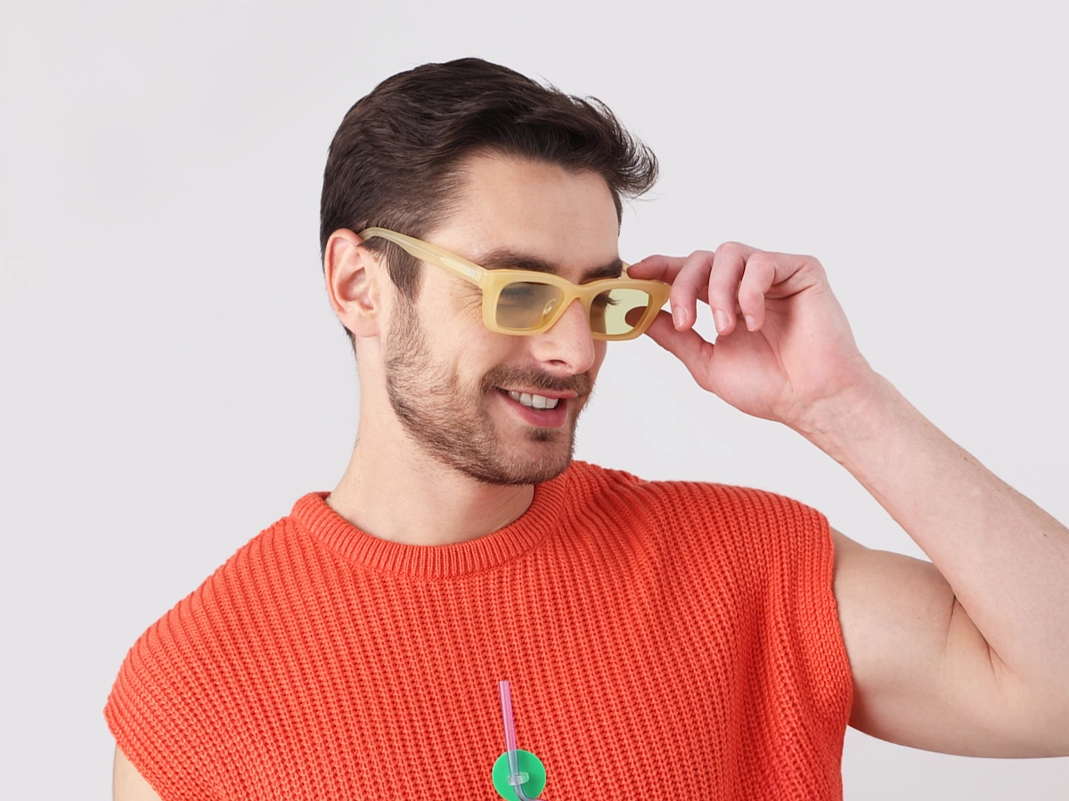 Rich Cream Acetate Full-Rim Rectangle Sunglasses-1