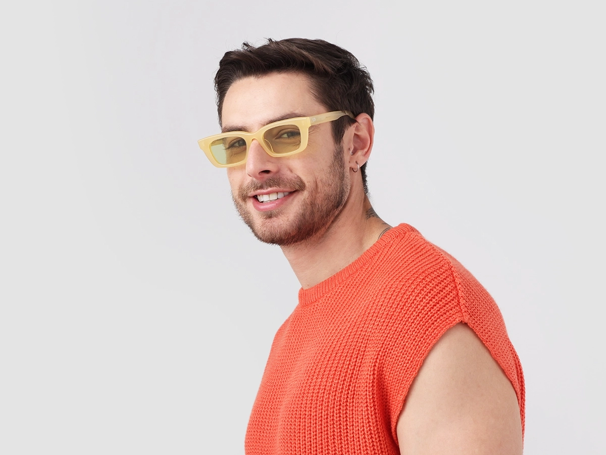 Rich Cream Acetate Full-Rim Rectangle Sunglasses-1