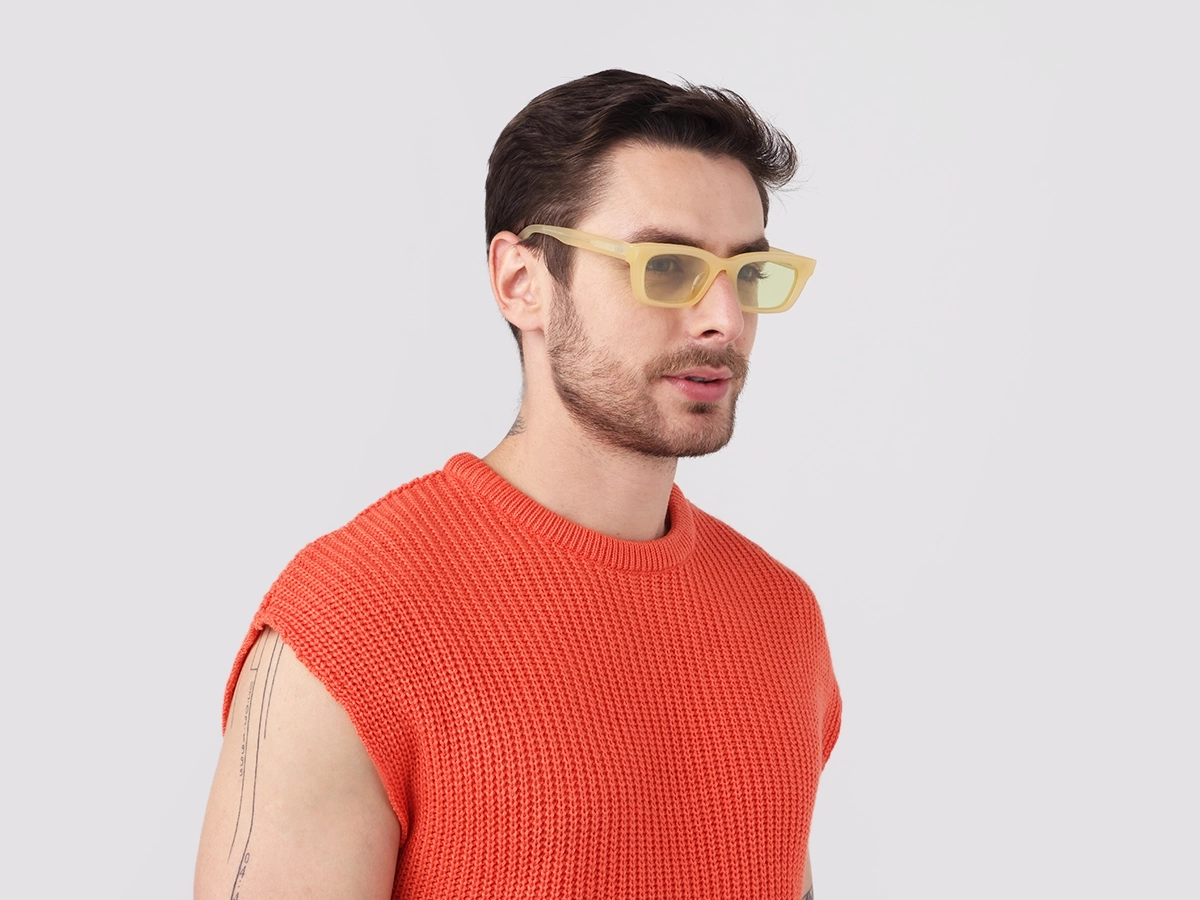 Rich Cream Acetate Full-Rim Rectangle Sunglasses-1