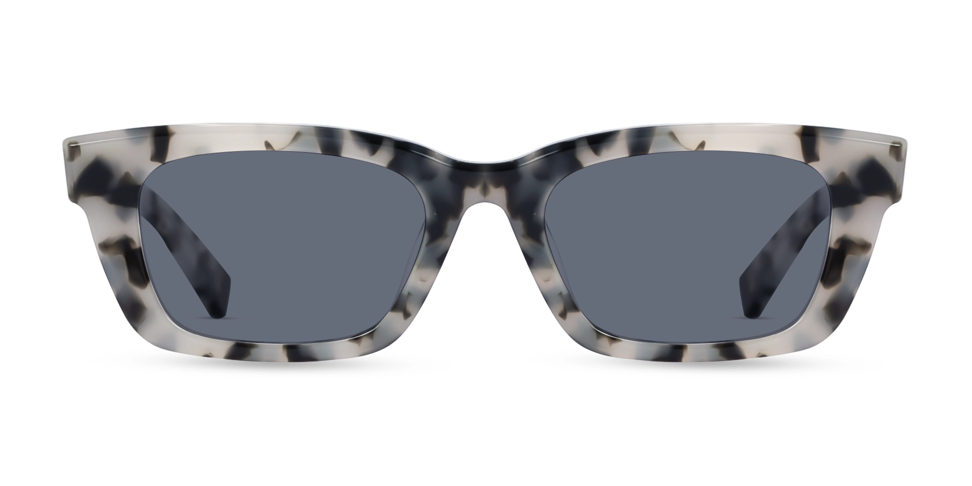 Grey Tortoise Acetate Full-Rim Rectangle Sunglasses-1