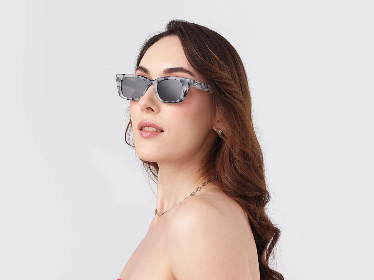 Grey Tortoise Acetate Full-Rim Rectangle Sunglasses-1