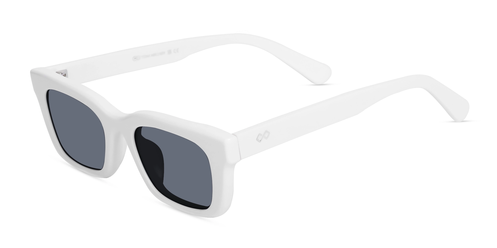 Pure White Acetate Full-Rim Rectangle Sunglasses-1