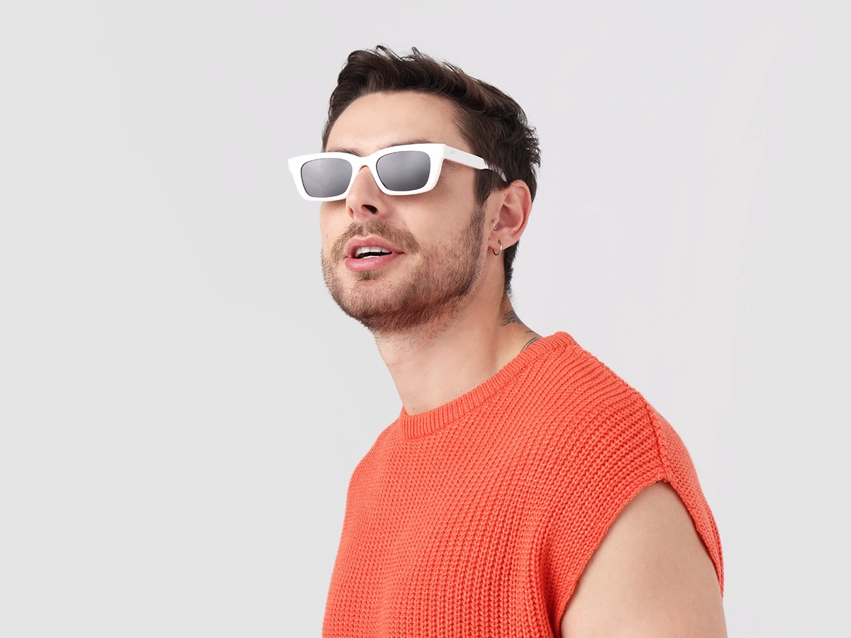 Pure White Acetate Full-Rim Rectangle Sunglasses-1