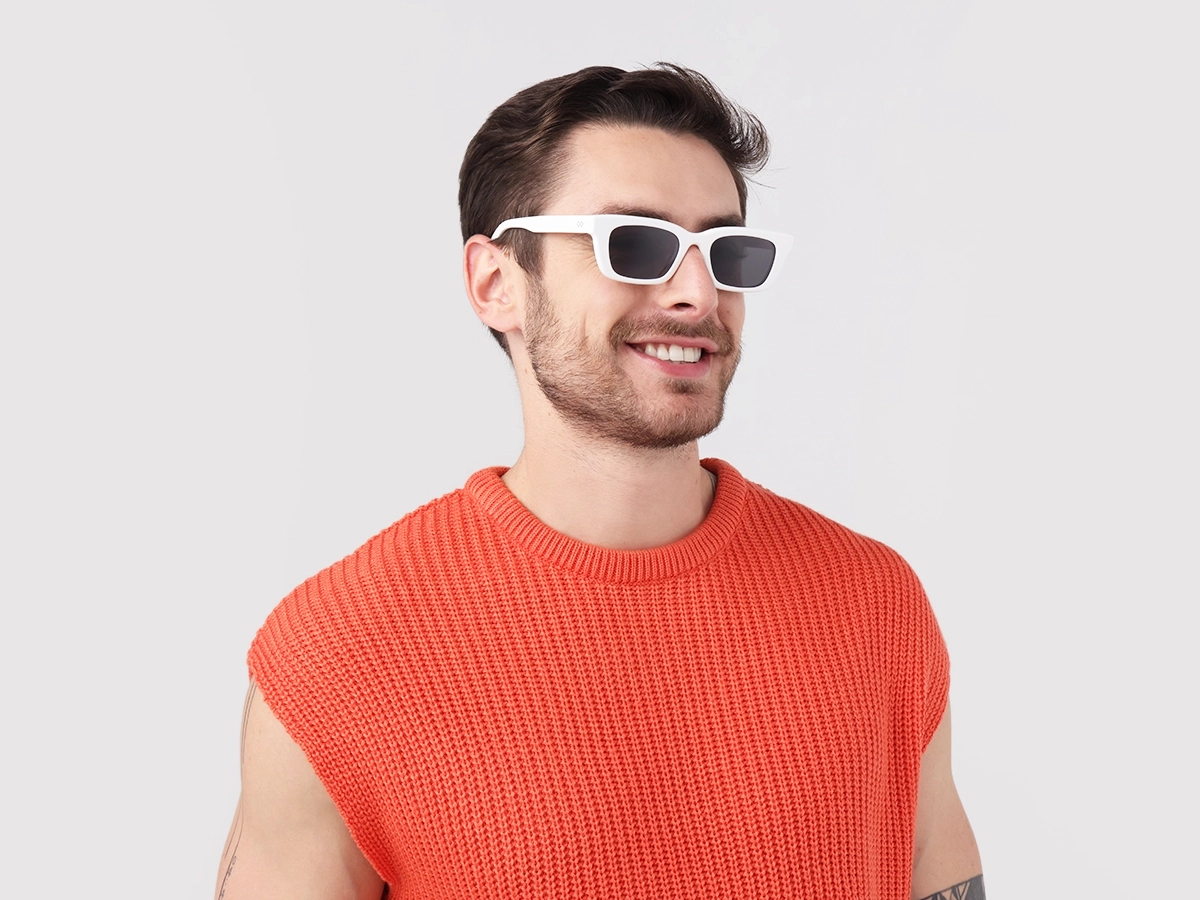 Pure White Acetate Full-Rim Rectangle Sunglasses-1