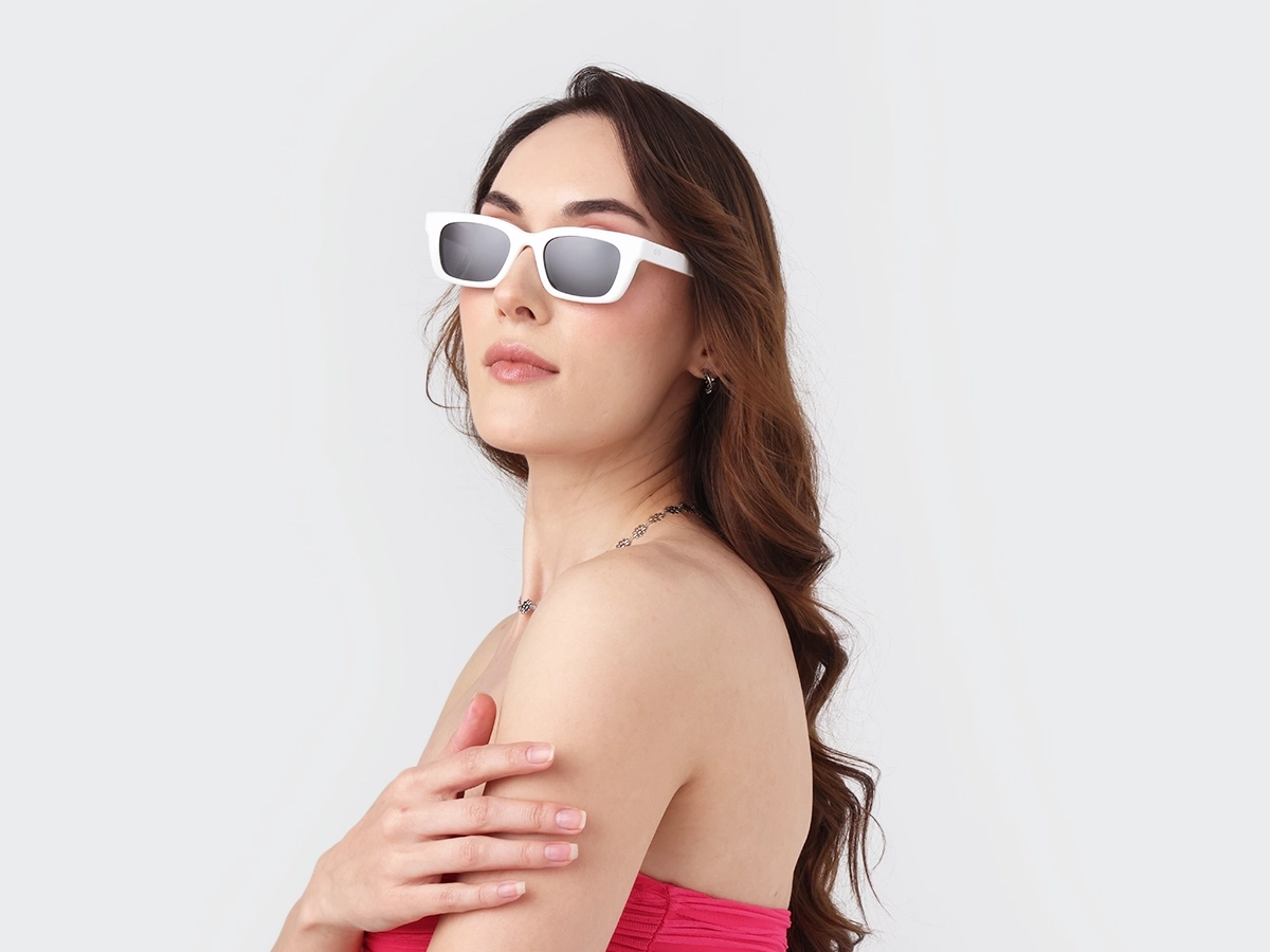 Pure White Acetate Full-Rim Rectangle Sunglasses-1