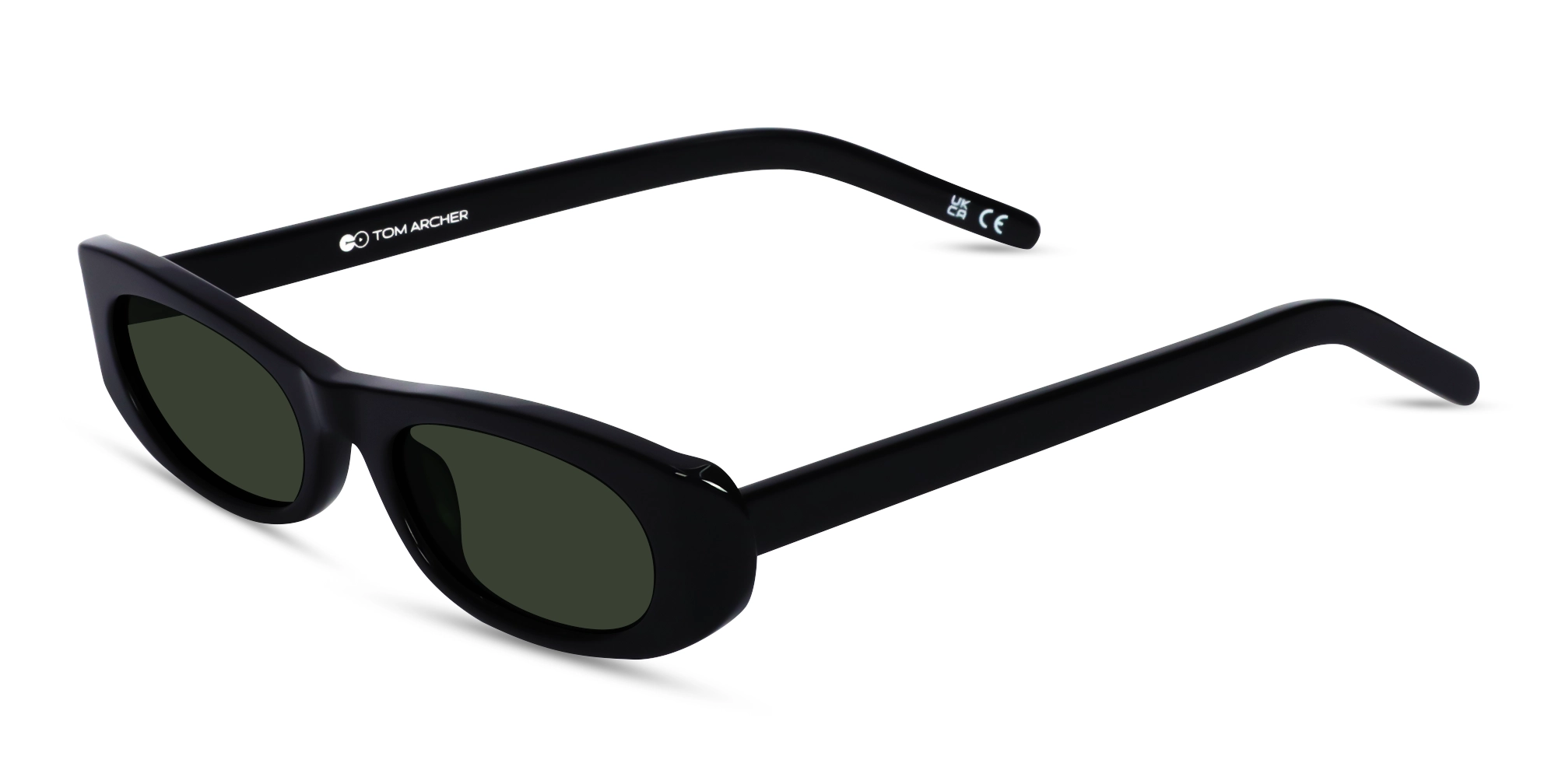 Black Oval Rectangle Full Rim Sunglasses 1