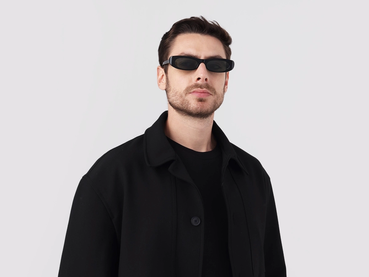 Black Oval Rectangle Full Rim Sunglasses 1