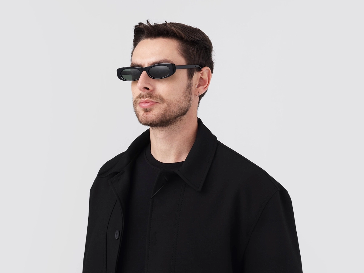 Black Oval Rectangle Full Rim Sunglasses 1