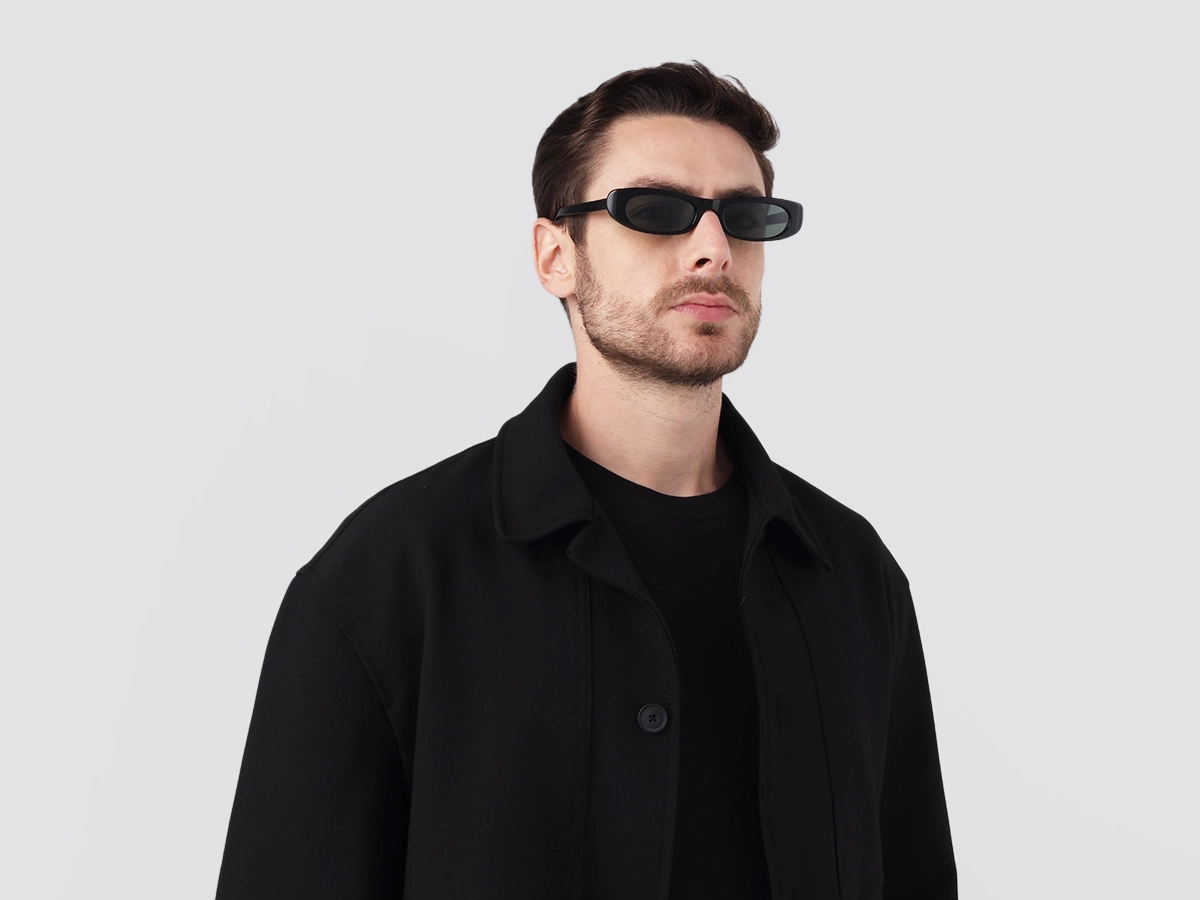 Black Oval Rectangle Full Rim Sunglasses 1