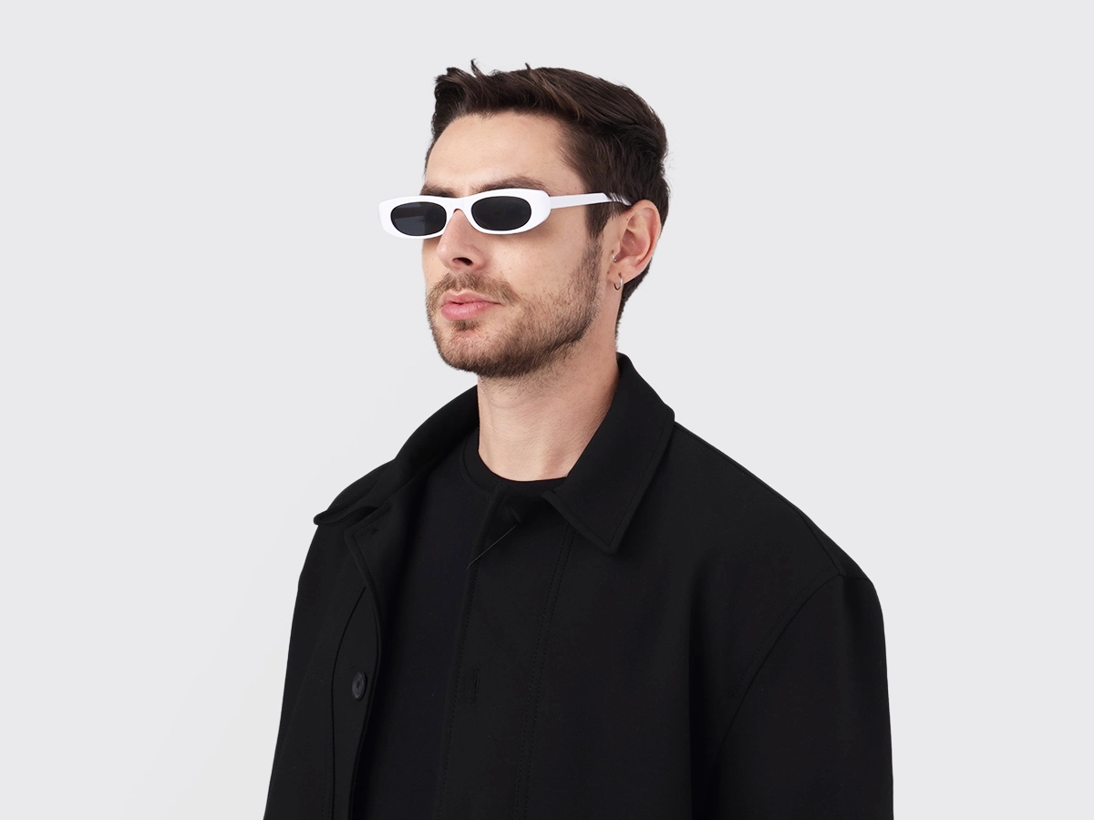 White Full Rim Rectangle Sunglasses 1