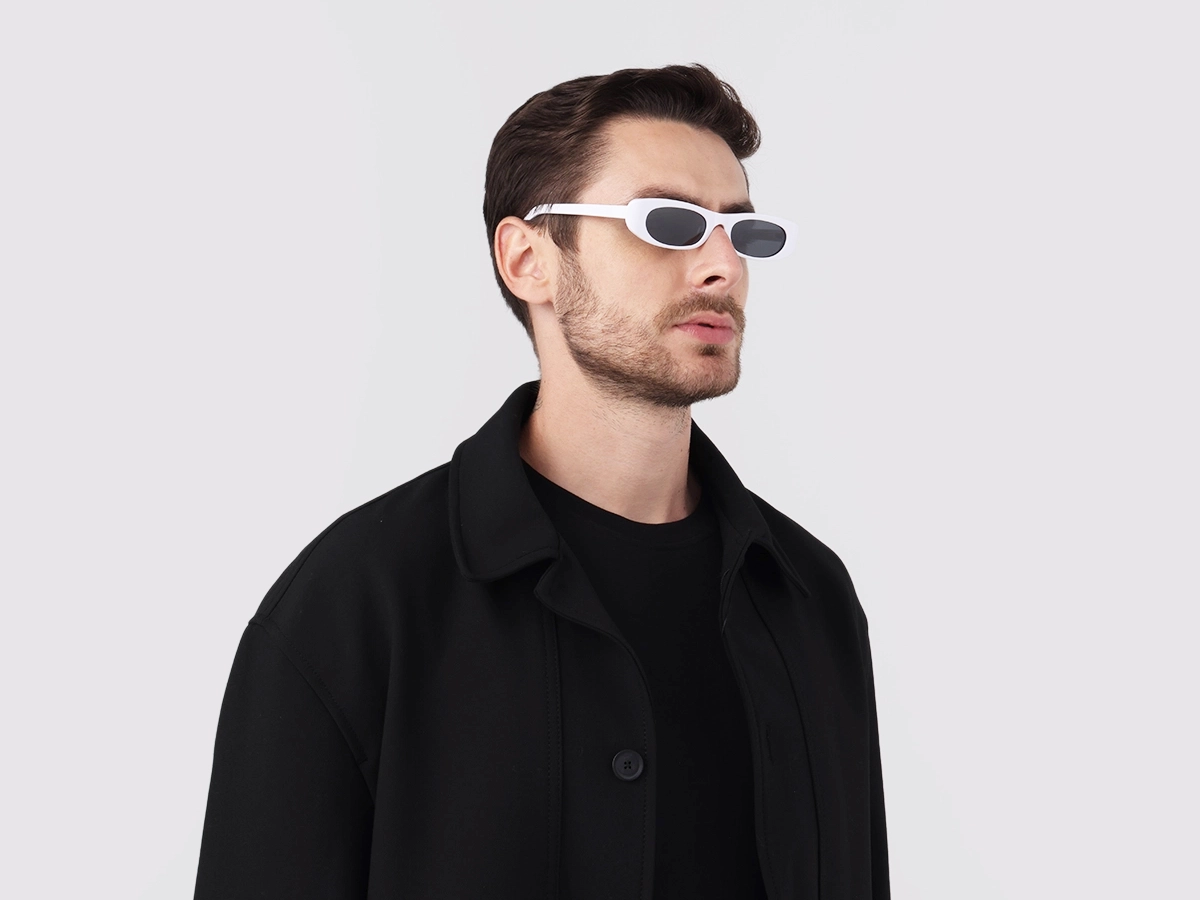 White Full Rim Rectangle Sunglasses 1