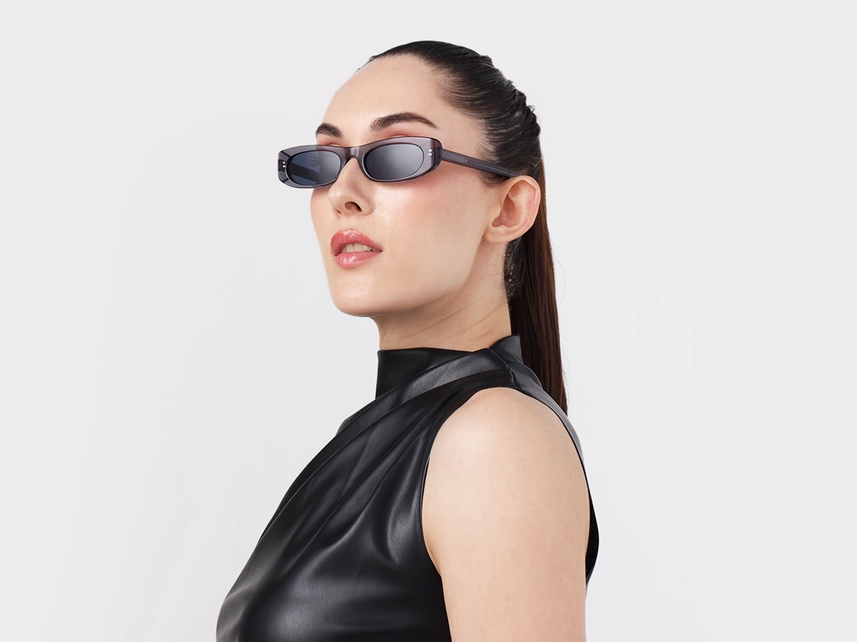 Crystal Steel Grey Acetate Rectangle Sunglasses 1