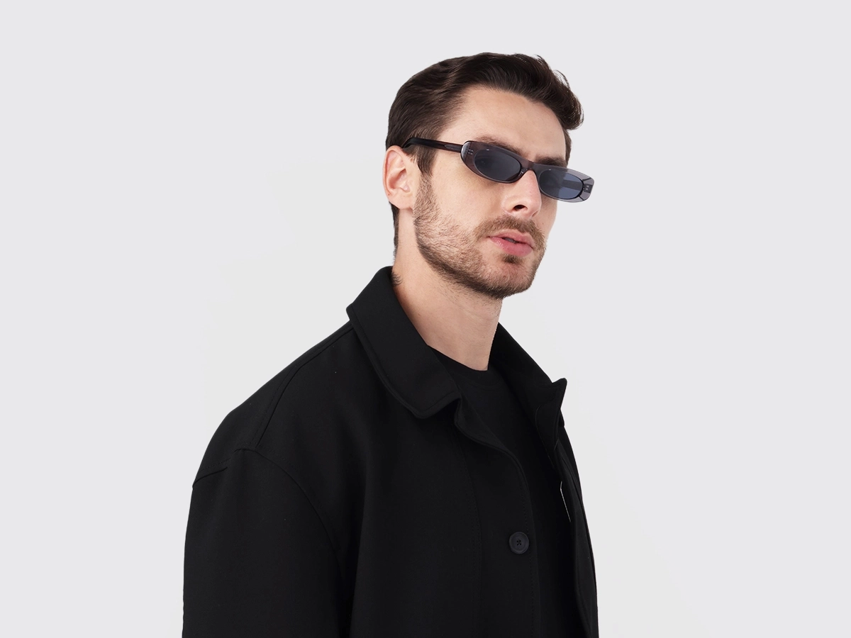 Crystal Steel Grey Acetate Rectangle Sunglasses 1