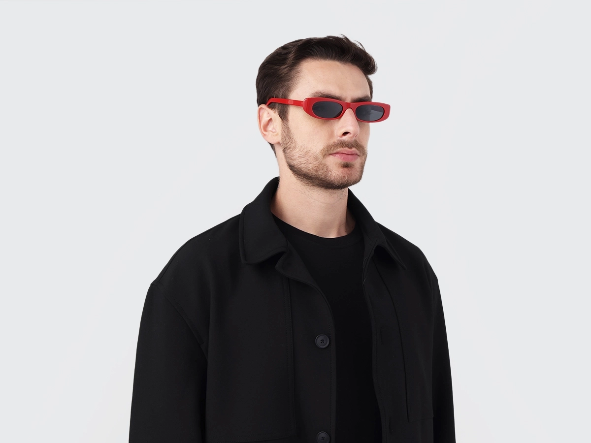 Maroon Red Rectangle Sunglasses 1