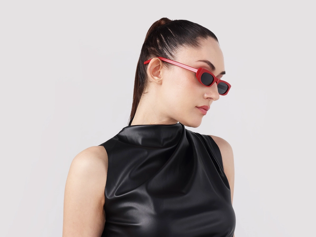 Maroon Red Rectangle Sunglasses 1