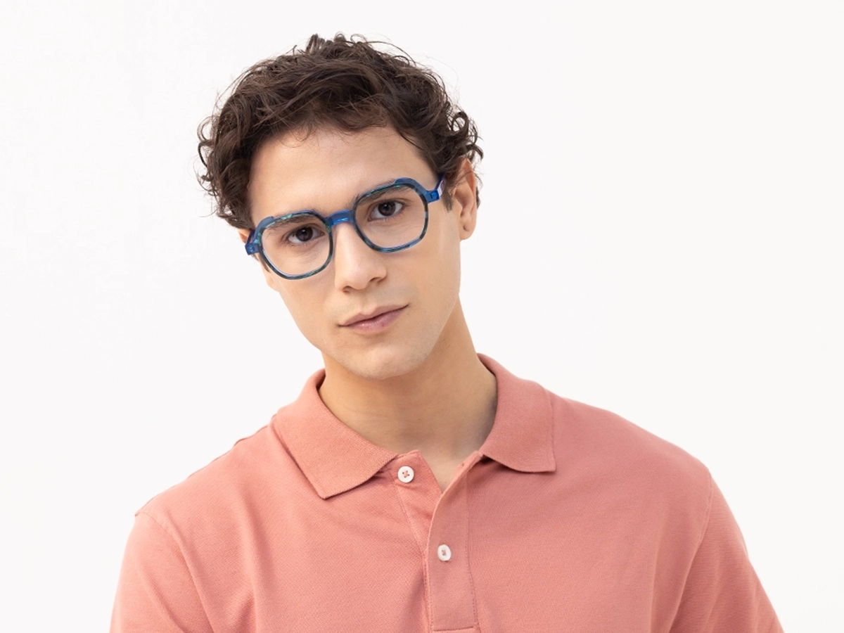 Marble & Blue Square Full Rim Glasses-1