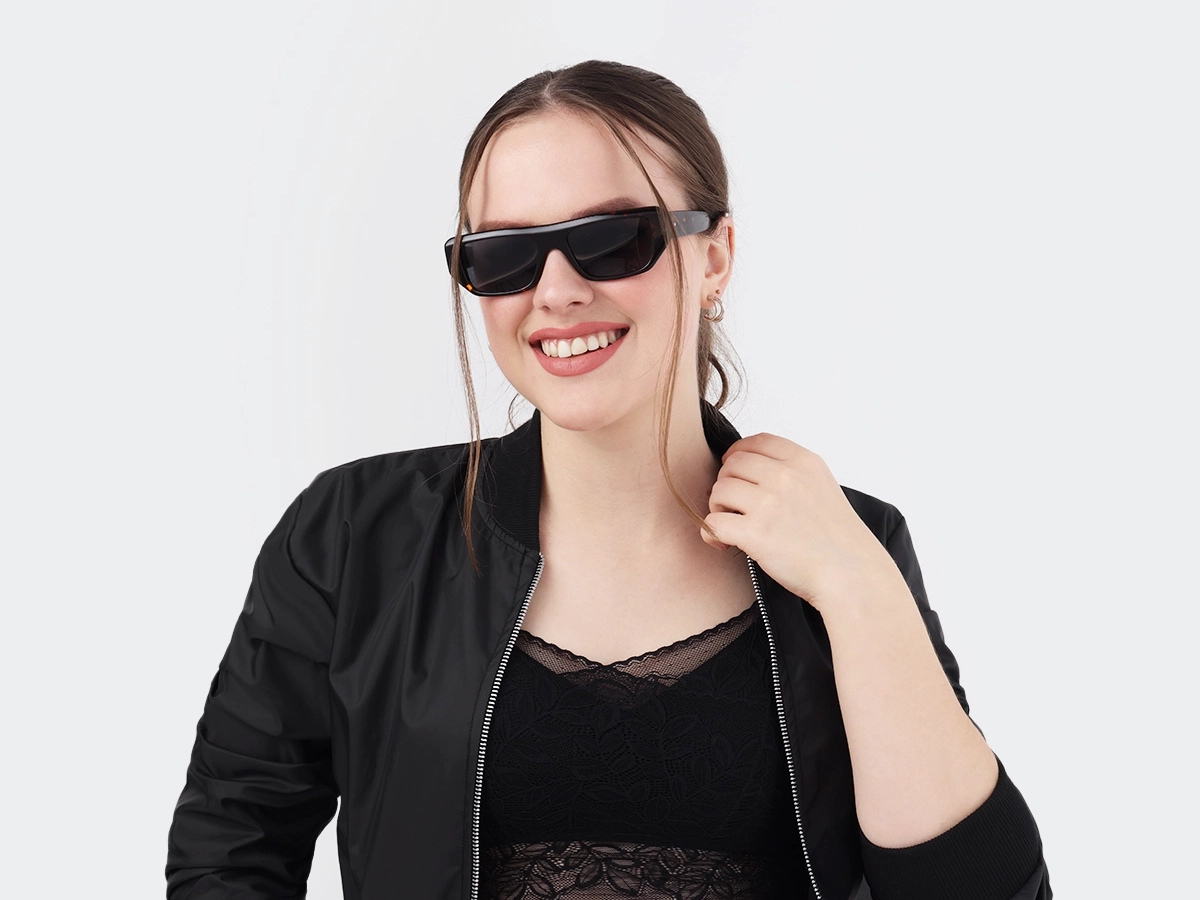 Dark Tortoise Rectangle Full Rim Sunglasses 1