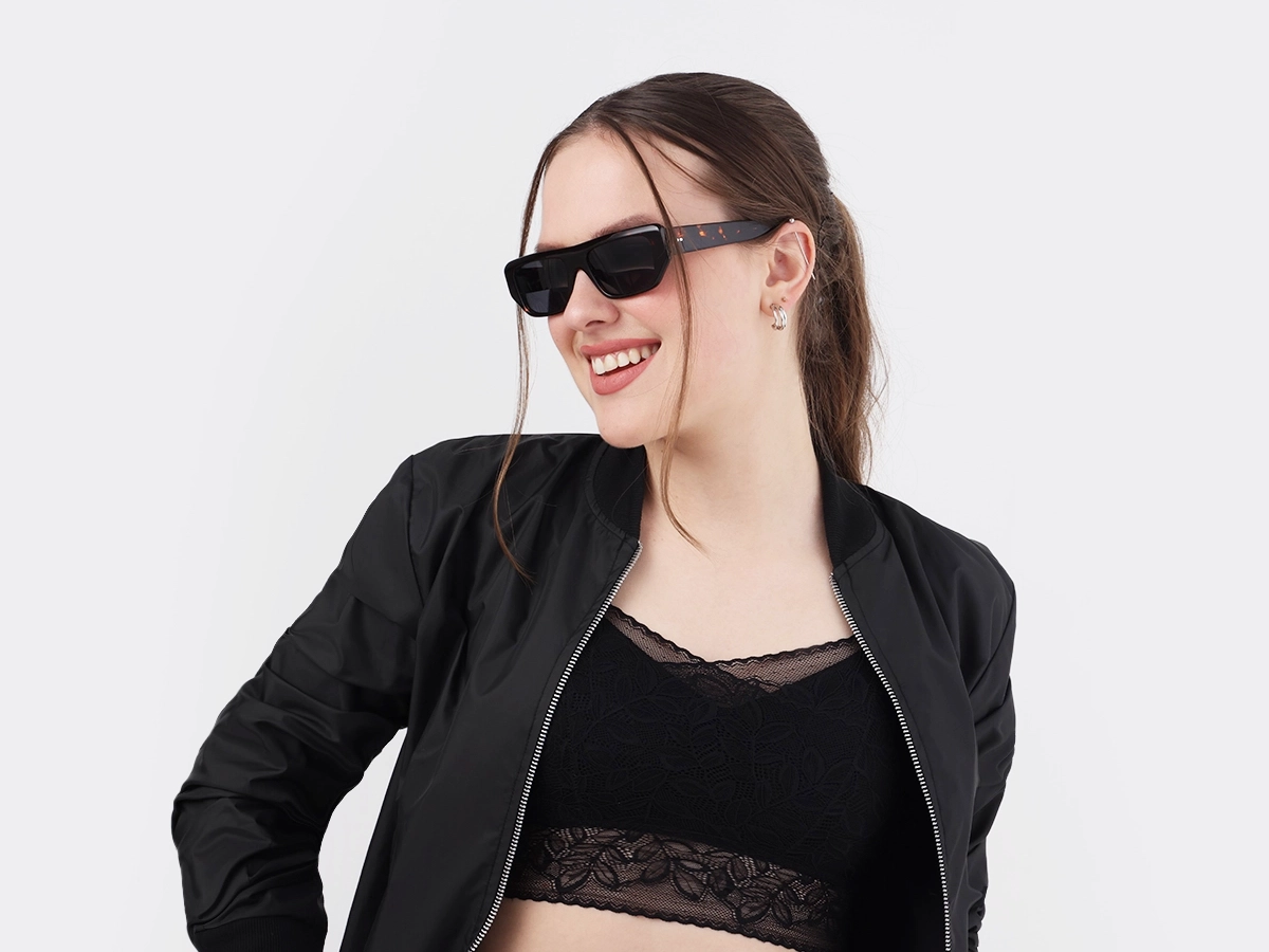 Dark Tortoise Rectangle Full Rim Sunglasses 1