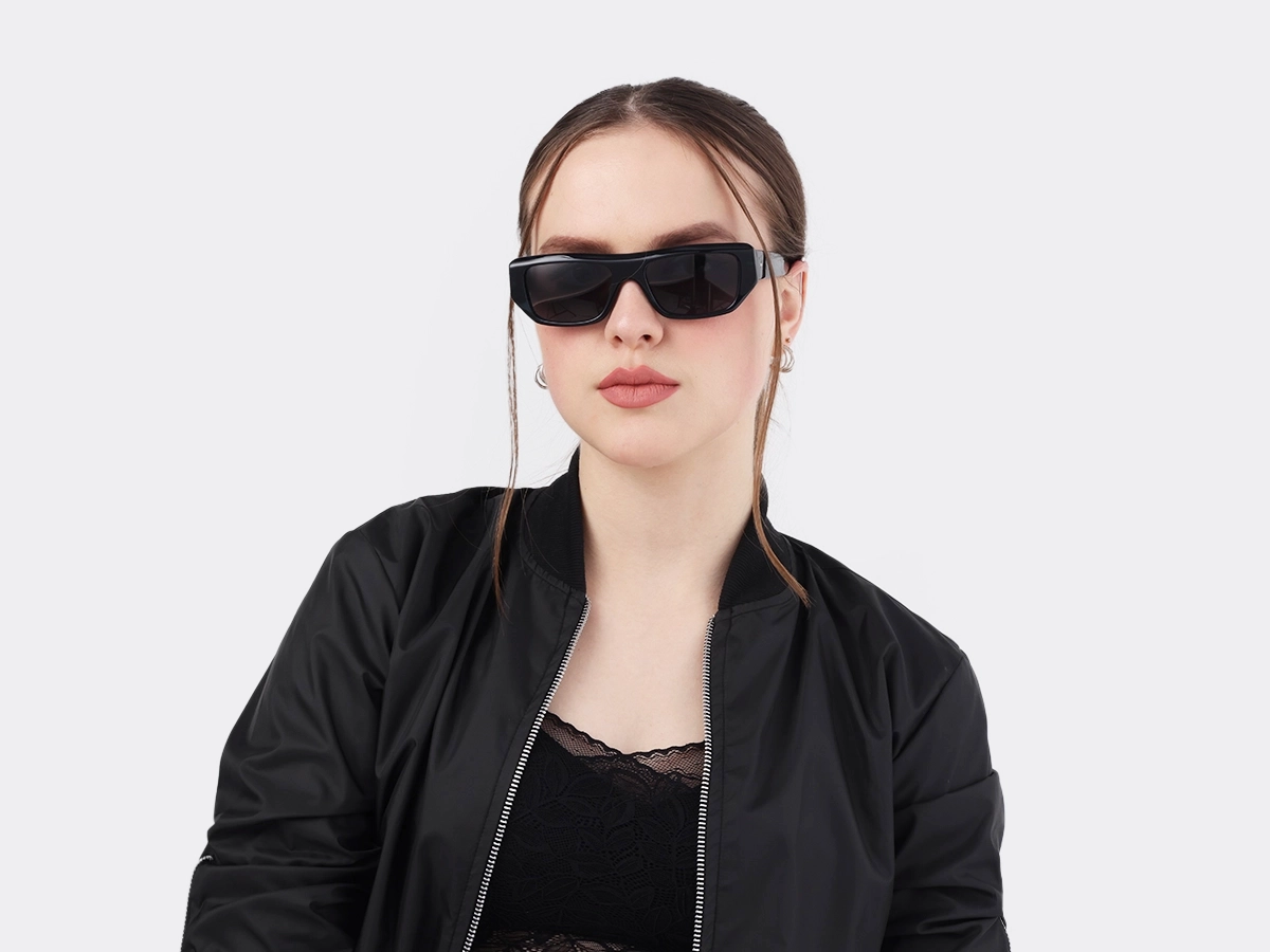 Dark Azure Rectangle Flat Top Sunglasses 1