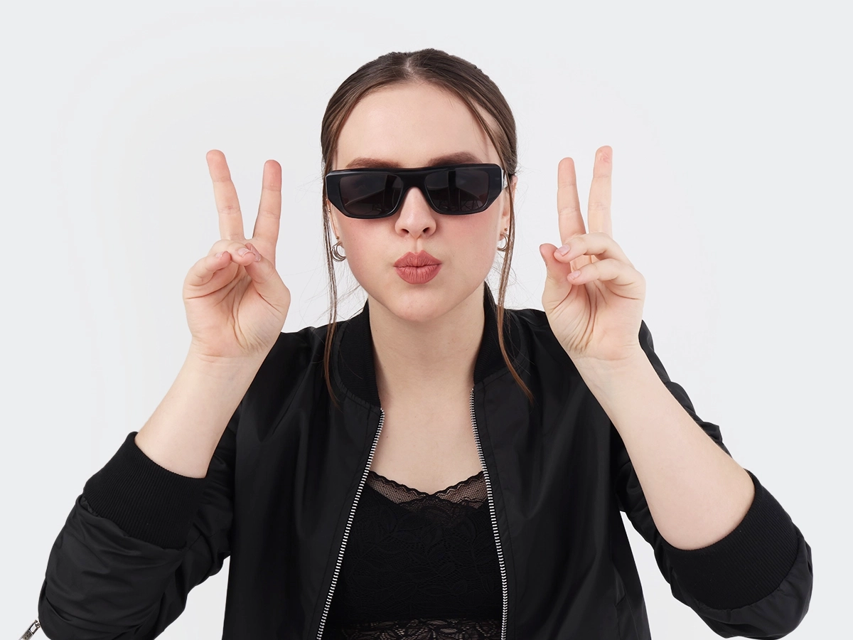 Dark Azure Rectangle Flat Top Sunglasses 1