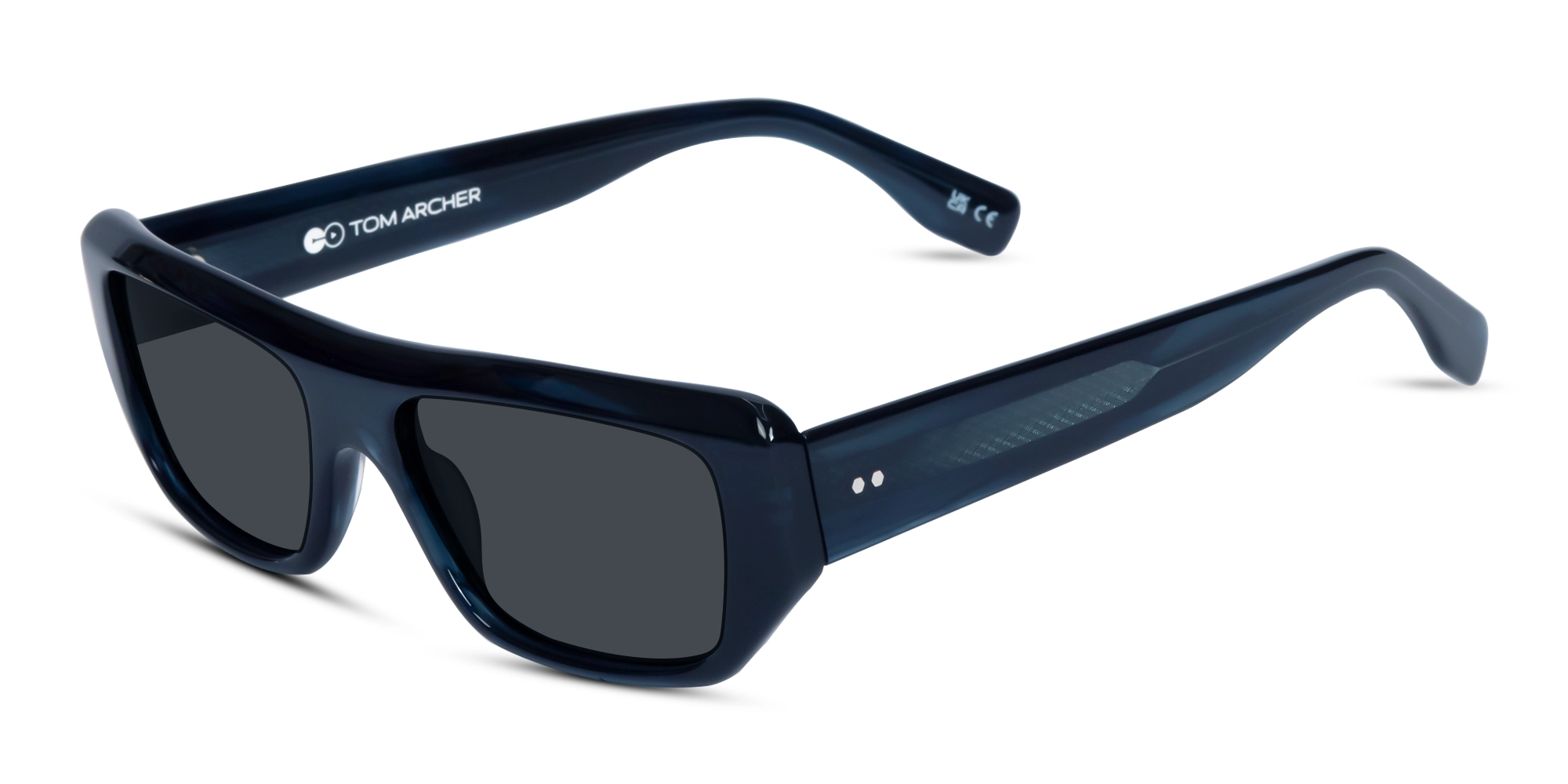 Dark Azure Rectangle Flat Top Sunglasses 1